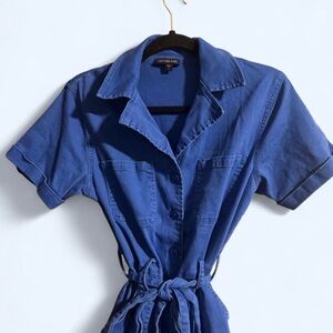 Skies are Blue Button-Front Denim Pantsuit
